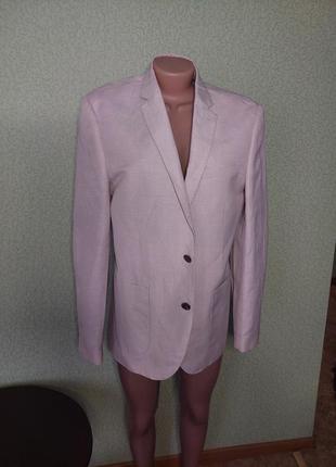 Льняной мужской пиджак casuale бежевого цвета4 фото