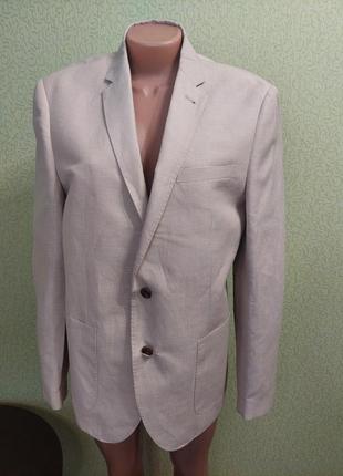 Льняной мужской пиджак casuale бежевого цвета6 фото