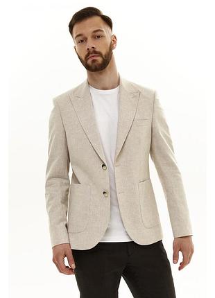 Льняной мужской пиджак casuale бежевого цвета