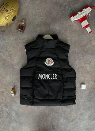 Мужская жилетка moncler черная / спортивные мужские жилеты монклер