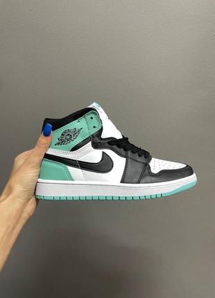 Женские кроссовки nike air jordan 1 retro mid mint white black / smb1 фото