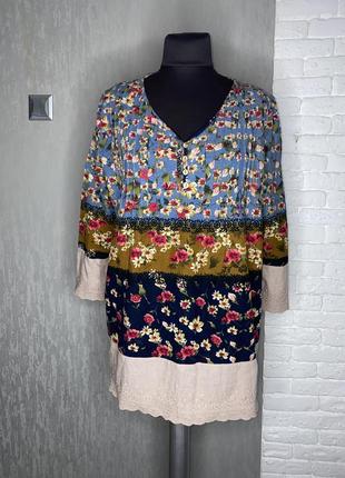 Блуза блузка в цветочный принт очень большого размера батал gracila, xxxl