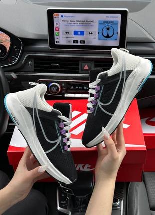 Женские кроссовки nike air zoom x run black white blue2 фото