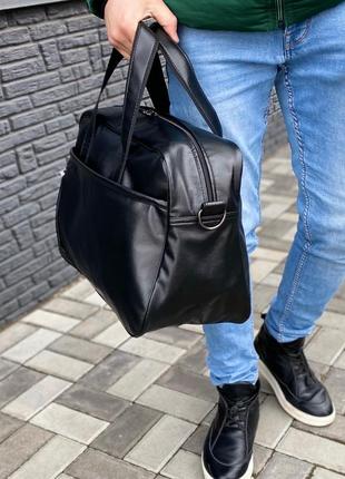 Стильная мужская сумка дорожная спортивная классическая черный цвет3 фото