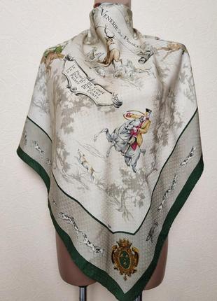 Жаккардовый шелковый платок каре hermes venerie des princes charles hallo 1957 г /4099/2 фото