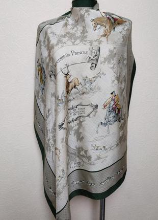 Жаккардовый шелковый платок каре hermes venerie des princes charles hallo 1957 г /4099/4 фото