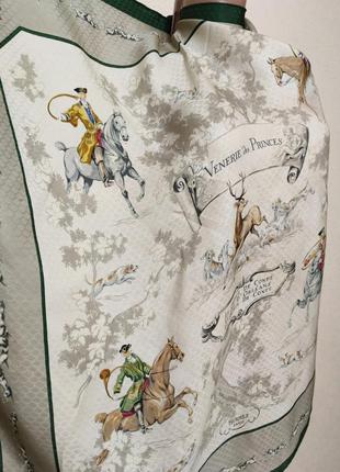 Жаккардовый шелковый платок каре hermes venerie des princes charles hallo 1957 г /4099/5 фото