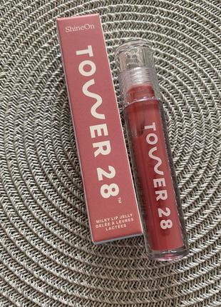 Увлажняющий блеск для губ tower 28 beauty shineon milky lip jelly gloss, оттенок coconut, 3.9g