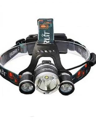 Налобний ліхтар з акумулятором та адаптером x-bail rj-3000-t6 boriut2 фото