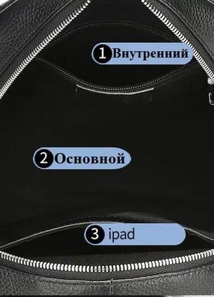 Мужской городской кожаный черный рюкзак чоловічий шкіряний ранець сумка натуральної шкіри8 фото