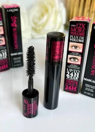 Чорна стійка туш для об’єму вій ланком lancome monsieur big volumizing mascara 2ml