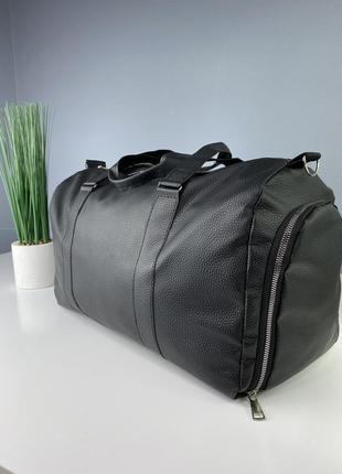 Стильная спортивная сумка материал - высококачественная кожа pu, цвет - черный
