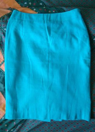 Летний бирюзовый костюм,   размер м,   натуральная ткань8 фото