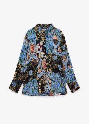 Нова колекція! стильна блуза сорочка печворк, квітковий принт, рр m-l-xl