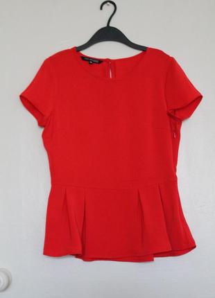Ярко красная блуза top secret. нарядная блуза, кофта с баской1 фото