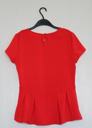 Яскраво червона блуза top secret. нарядна блузка, кофта з баскою2 фото