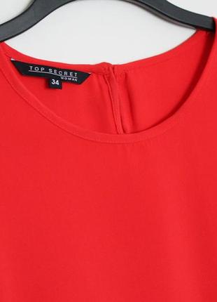 Ярко красная блуза top secret. нарядная блуза, кофта с баской4 фото