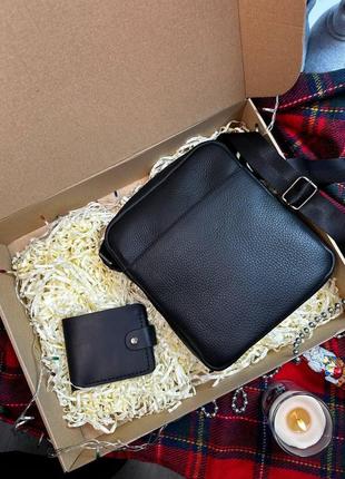 Подарунковий набір — luxury box london + bifold для чоловіка сумка та гаманець із натуральної шкіри3 фото