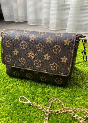 Женская сумка louis vuitton, коричневая с ремешком, кросс-боди