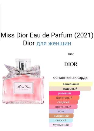Оригінальний пробник christian dior miss dior eau de parfum _1ml8 фото
