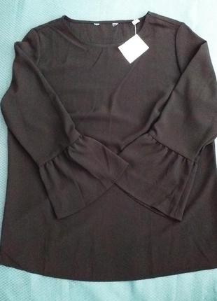 Черная блузка с воланами от tcm tchibo, германия5 фото