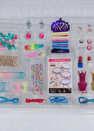 Дитячий набір для плетіння браслетів з аксесуарами та косметикою єдиноріг6 фото