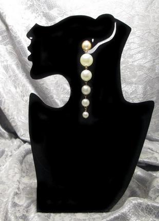 Шикарні великі сережки перлів сережки довгі біжутерія1 фото