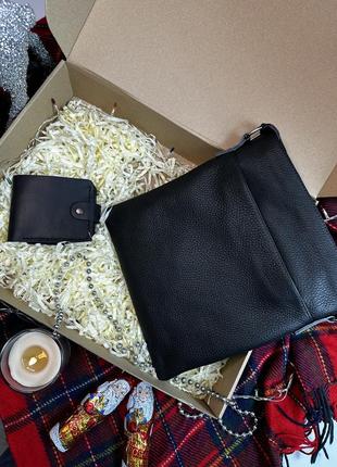 Подарунковий набір — luxury box flash up + bifold для чоловіка сумка та гаманець із натуральної шкіри5 фото