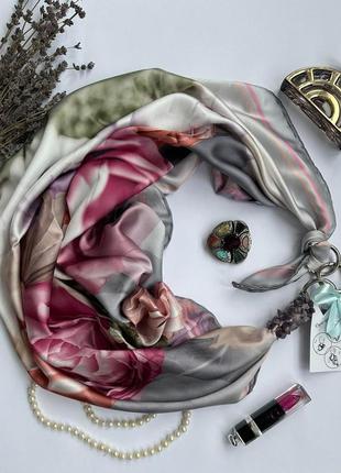 Дизайнерська хустка "весняний прованс, колекція vip від бренда my scarf, подарунок жінці