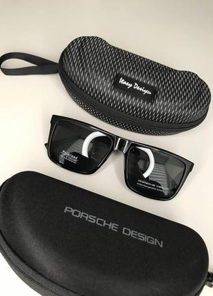 Чорні чоловічі сонцезахисні окуляри поляризовані porsche design порше дизайн полароїд polarized для водіїв7 фото