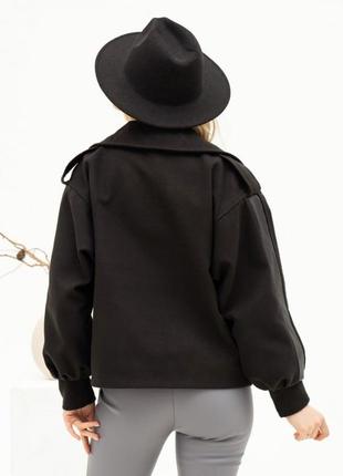 Чорна кашемірова куртка зі шкіряними вставками2 фото