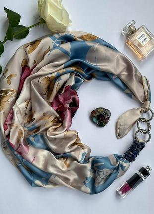 Дизайнерська хустка "райський сад" колекція vip від бренду my scarf, подарунок жінці6 фото