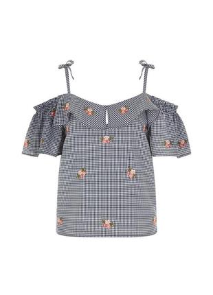 Летняя блуза с воланами и с вышивкой цветы3 фото