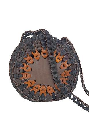 Эксклюзивная  плетеная кожаная сумка ручной работы