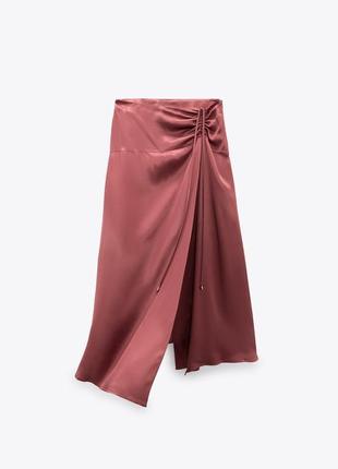 Новая коллекция! стильная юбка сатиновый финиш, zara, рр l-xl1 фото