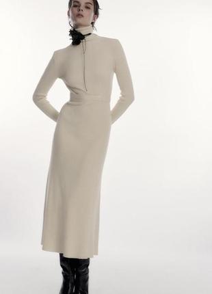 Zara трикотажна сукня з поясом, s