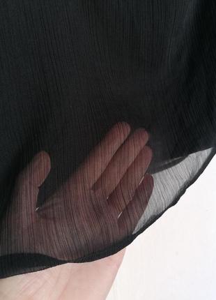Шифонова чорна блузка на одне пчече з довгим рукавом2 фото