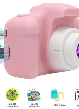 Дитячий цифровий фотоапарат kids camera gm14 з записом відео та іграми рожевого ggs-772 фото