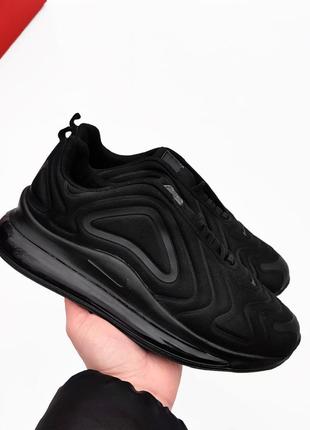 Чоловічі кросівки nike air max 720 блек чорні гладкі переливаються повітряна подушка капсула4 фото