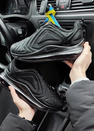 Чоловічі кросівки nike air max 720 блек чорні гладкі переливаються повітряна подушка капсула8 фото