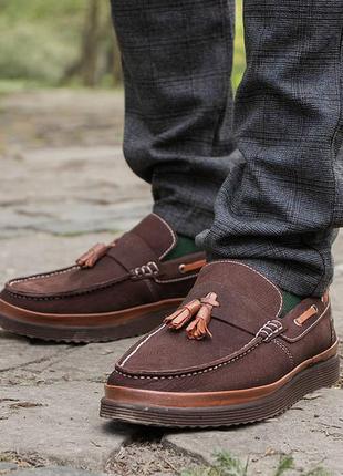 Коричневі лофери з натурального нубуку