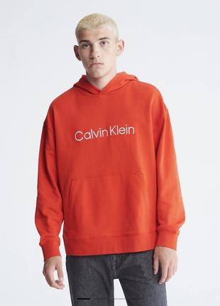 Шиканая худи коралл цвета унисекс огромного размера овеасайз calvin klein оригинал