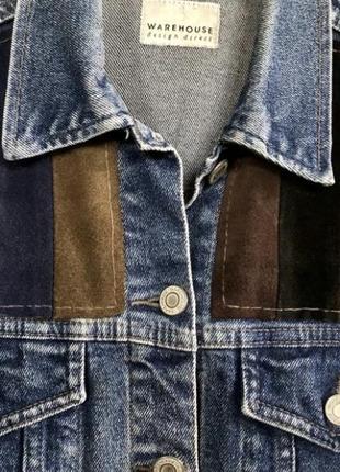 Джинсовка,джинсова куртка warehouse вставки натуральна замша!6 фото