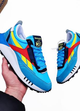 Чоловічі кросівки reebok leather legacy блакитні🔥жовті червоні білі blue yellow red white