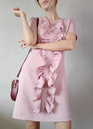 Ніжно-рожеве літнє плаття з воланами / розмір s2 фото