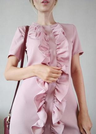 Ніжно-рожеве літнє плаття з воланами / розмір s4 фото