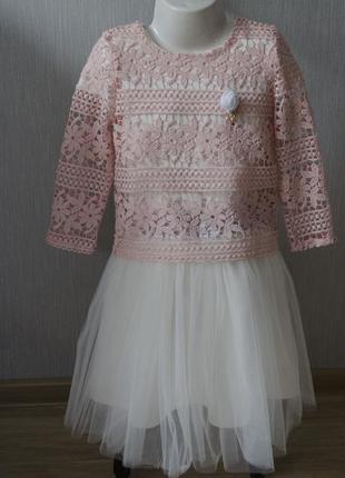 Крутий комплект: сукня з коротким рукавом, мереживний кроп-топ, спідниця фатиновая