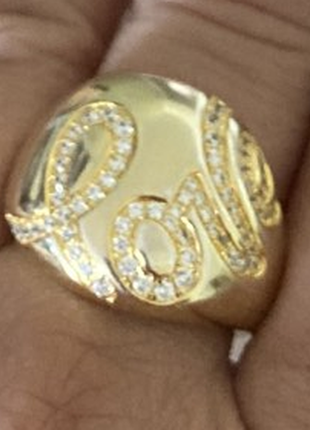 Каблучка love срібло 925 позолота романтичний перстень с камінцями 17-17,5р любовь