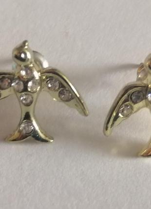 Серьги пусеты европа. *ласточки*.3 фото