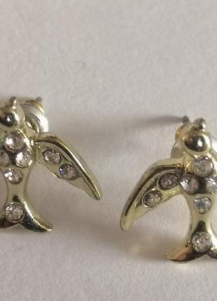 Серьги пусеты европа. *ласточки*.2 фото